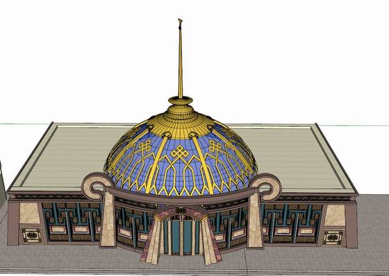 SketchUp Business Model: Multi-Story Ethnic Restaurant in a Classic Commercial Style