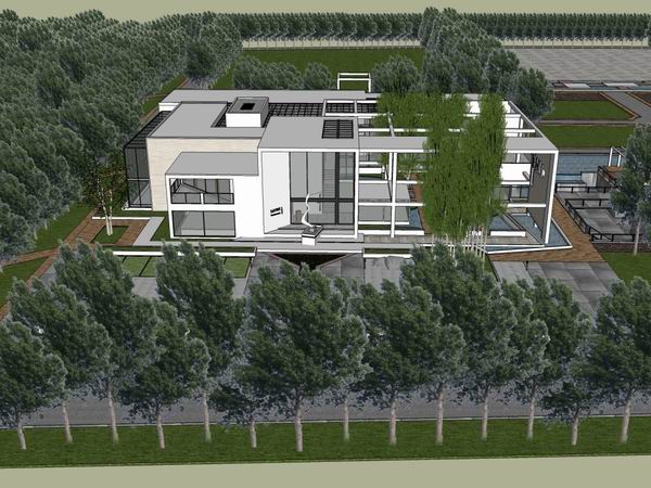 SketchUp Business Model: Multi-Level Eco-Friendly Modern Restaurant and Commercial Space