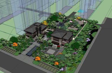 SketchUp Multi-Story Residential and Sales Office Model in Classical Style-BIM WORLD