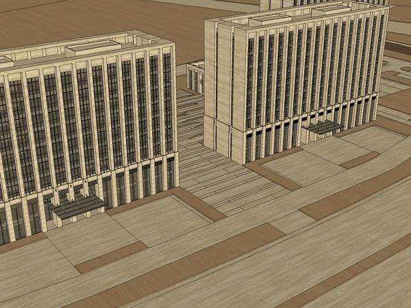 Modern High-Rise Office Building Model in SketchUp
