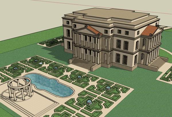 Multi-Story Italian Renaissance Office Building Model in Classical Style | SketchUp