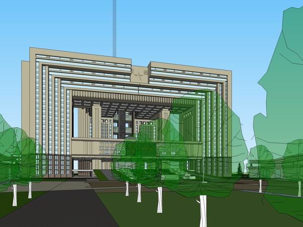 Modern High-Rise Office Building Model in SketchUp