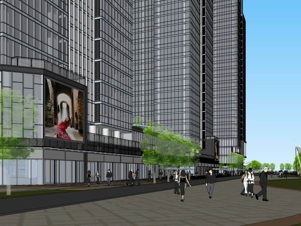 Modern High-Rise Office Building Model in SketchUp
