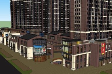 SketchUp Complex Model: High-Rise Mixed-Use Building with Ground-Floor Commercial, Hotel, and Residential Spaces in Classical Style-BIM WORLD