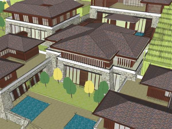 SketchUp Model of a Multi-Story Tang Dynasty Style Resort Hotel