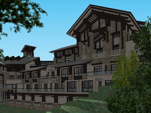 Multi-Story Boutique Resort Hotel Model in Traditional Chinese Style | SketchUp Design