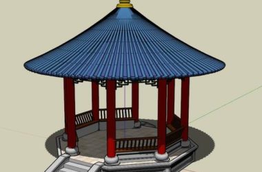 SketchUp Model: Chinese-Style Garden Pavilion Design-BIM WORLD
