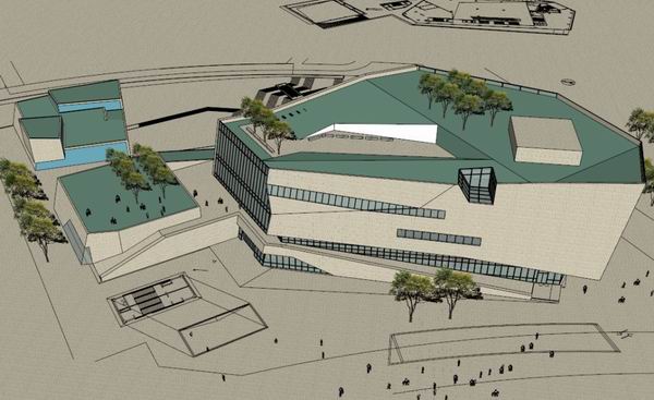 SketchUp Cultural Model: Modern Multi-Story Exhibition Hall Architecture
