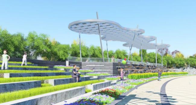 Modern Horticultural Square Landscape Design in SketchUp