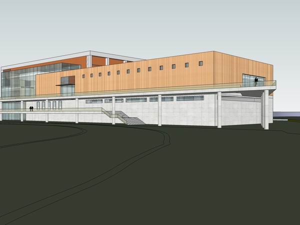 Modern Multi-Story School Gymnasium Model in SketchUp