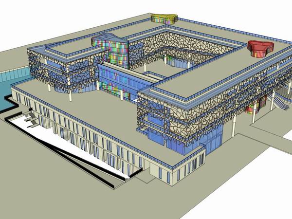 SketchUp Cultural Model: Multi-Story Modern Art Museum Architecture
