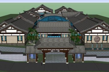 SketchUp Model of a Multi-Story Chinese-Style Leisure and Entertainment Resort Hotel-BIM WORLD