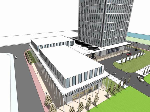 Modern High-Rise Office Building Model in SketchUp