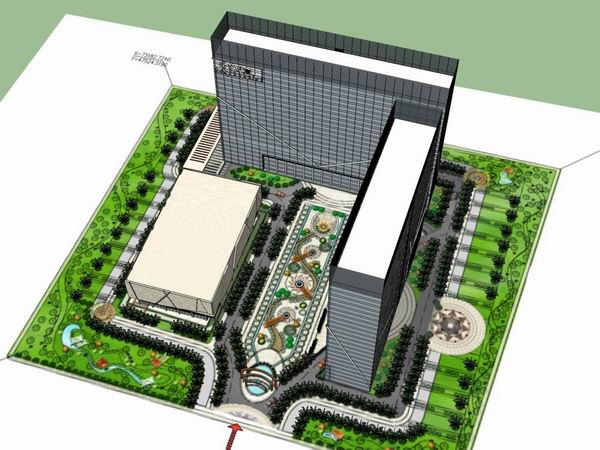 Modern High-Rise Office Building SketchUp Model for Commercial Use
