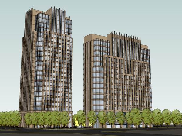 SketchUp Office Model | High-Rise Classical Style Office Building