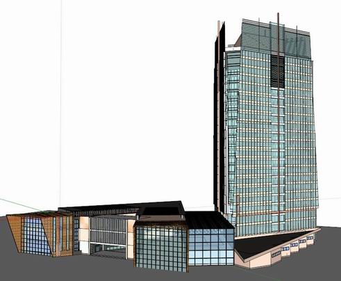 Modern High-Rise Office Building Model in SketchUp