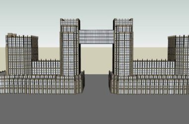 SketchUp Office Model: European Classical High-Rise Office and Street-Side Commercial Building-BIM WORLD