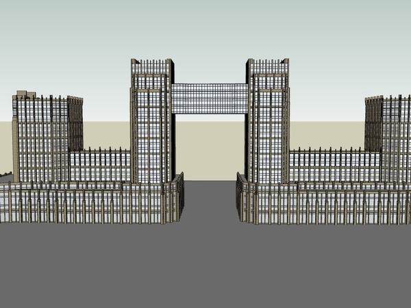 SketchUp Office Model: European Classical High-Rise Office and Street-Side Commercial Building