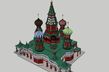 SketchUp Cultural Model: Multi-Story Classical Style Church Architecture-BIM WORLD