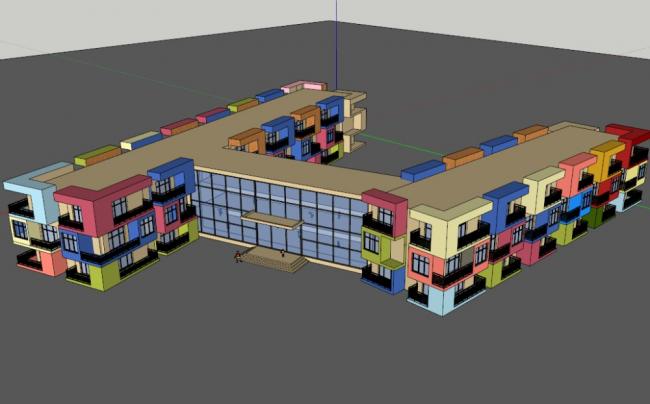 Modern Multi-Story Kindergarten School Model | Public Campus Education Building in SketchUp