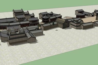 SketchUp Business Model: Multi-Story Commercial Street with Chinese Architectural Style-BIM WORLD