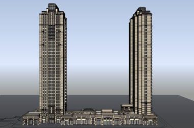 SketchUp Model: Classical High-Rise Residential with Ground-Level Commercial Spaces-BIM WORLD
