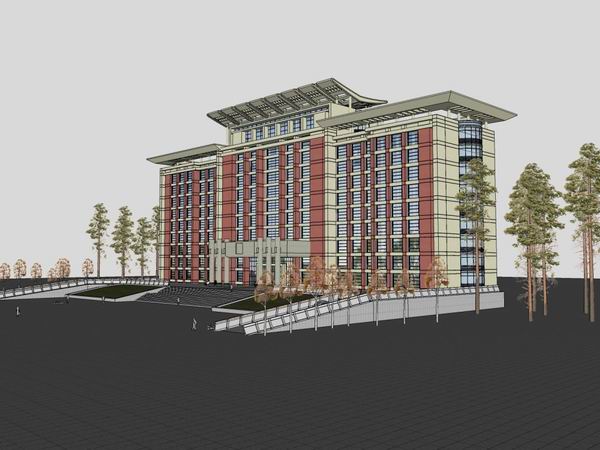 SketchUp Office Model: Classical-Style High-Rise Building