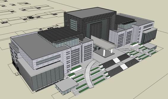 SketchUp Model of a Modern High-Rise Government Office Building