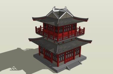 SketchUp Model of Ancient Chinese Architecture | Multi-Story Attic Design-BIM WORLD
