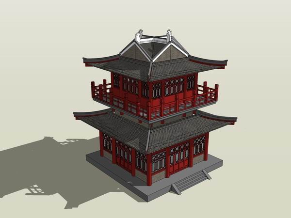 SketchUp Model of Ancient Chinese Architecture | Multi-Story Attic Design