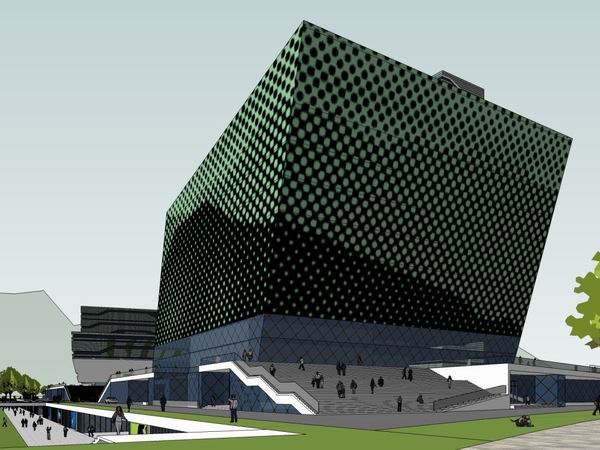 Modern High-Rise Office Building Model in SketchUp