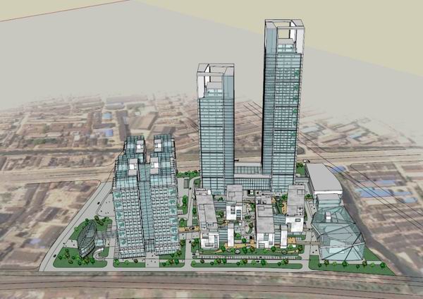 SketchUp Complex Model: Modern Super High-Rise Office, Commercial, Hotel, Residential, and Public Building
