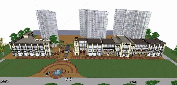 SketchUp Business Model | Multi-Story Classical Street-Side Commercial Building