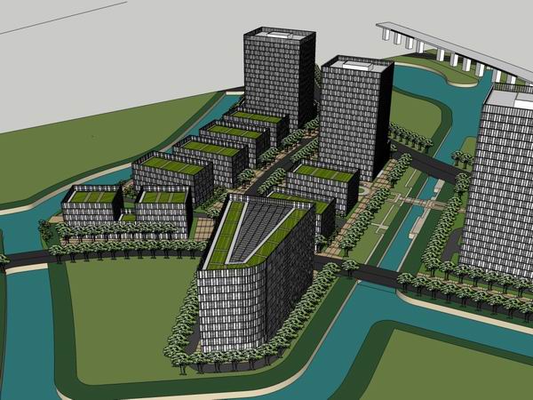 Modern High-Rise Office Building Model in SketchUp