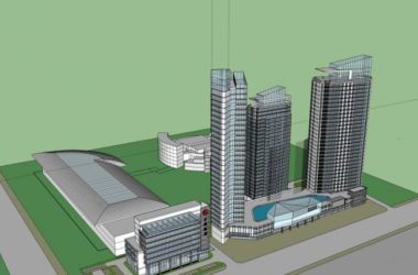 SketchUp Model of a Modern Super High-Rise Office Building with Ground Floor Commercial Space-BIM WORLD