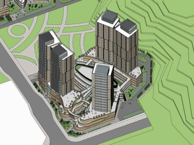 SketchUp Complex Model: Multi-Story Mixed-Use Super High-Rise with Commercial and Residential Modern Design