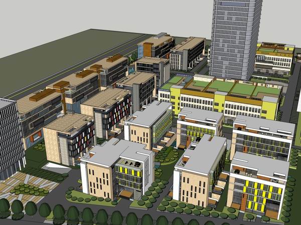 Modern Multi-Story High-Rise Office Building Model in SketchUp