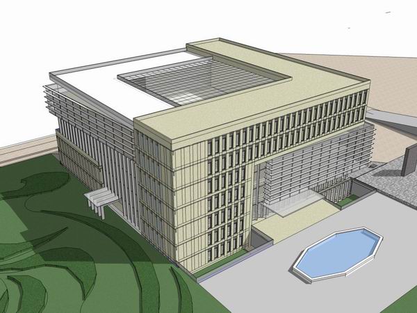 Modern Multi-Story Office Building Model in SketchUp