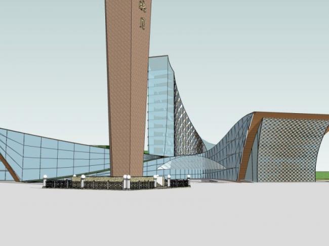 SketchUp Cultural Model: Modern Multi-Story Exhibition Hall Design