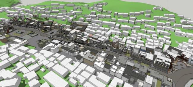SketchUp Business Model: Modern Multi-Story Commercial Street Design