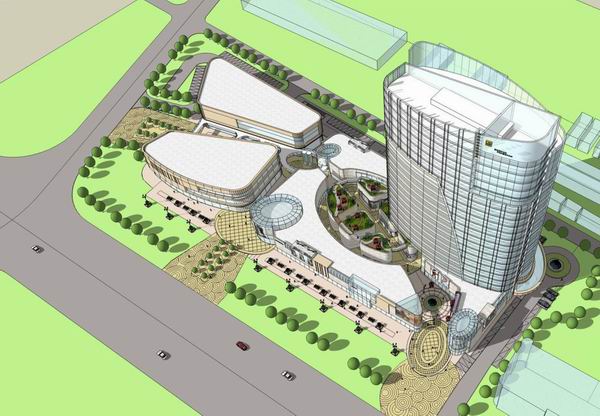 SketchUp Complex Model: Multi-Story High-Rise Office, Residential, and Commercial Building in Modern Style