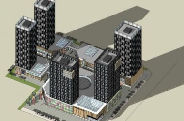 SketchUp Multi-Story High-Rise Complex with Modern Residential and Ground Floor Commercial Spaces-BIM WORLD
