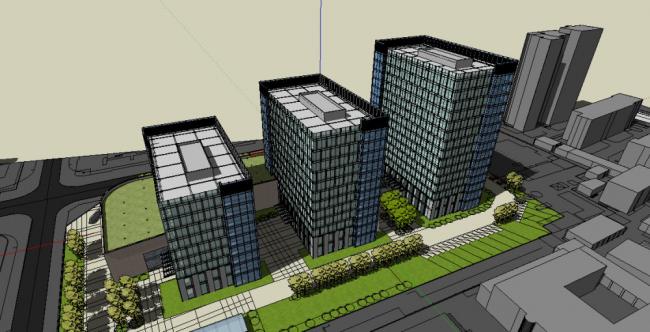 Modern Multi-Story Office Building Model in SketchUp