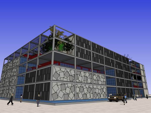 Modern Multi-Story Office Building Model in SketchUp