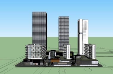 SketchUp Complex Model: Modern Multi-Story High-Rise with Offices, Residential Units, and Ground-Floor Retail-BIM WORLD