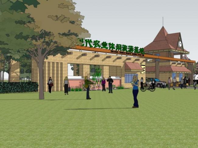 SketchUp Landscape Model: Classical-Style Tourist Scenic Area Design