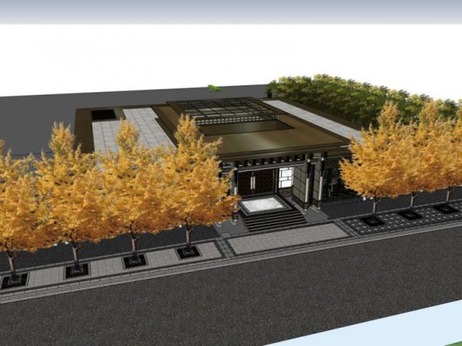 SketchUp Landscape Model: Chinese-Style Clubhouse and Garden Design