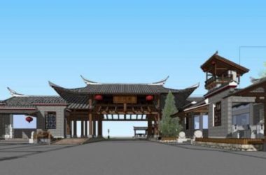 SketchUp Model of Traditional Chinese Multi-Story Commercial and Leisure Architecture-BIM WORLD