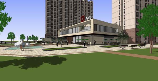 SketchUp Residential Design: Modern High-Rise Building with Community Clubhouse