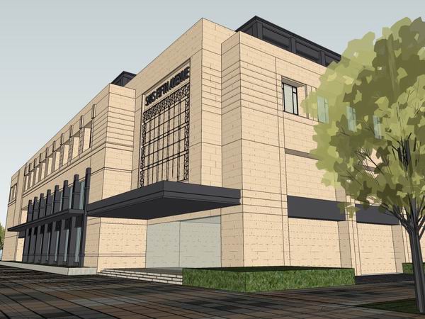 Modern Multi-Story Office Building Model in SketchUp